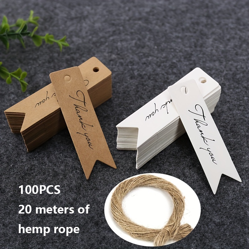 

100pcs Paper Thank You Tags With 20m Hemp - Inspirational Message Cards For Gifts, Baking Packaging & Notes