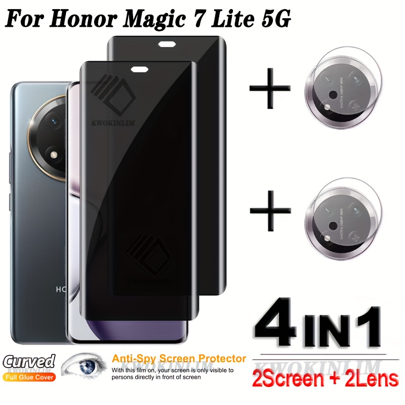 TEMU 4-IN-1 per Honor Lite 5G Vetro Privacy Adesivo Completo Spionaggio per Lite 5G Vetro Temperato per Honor Magic 7 Lite 5G Pellicola Lente
