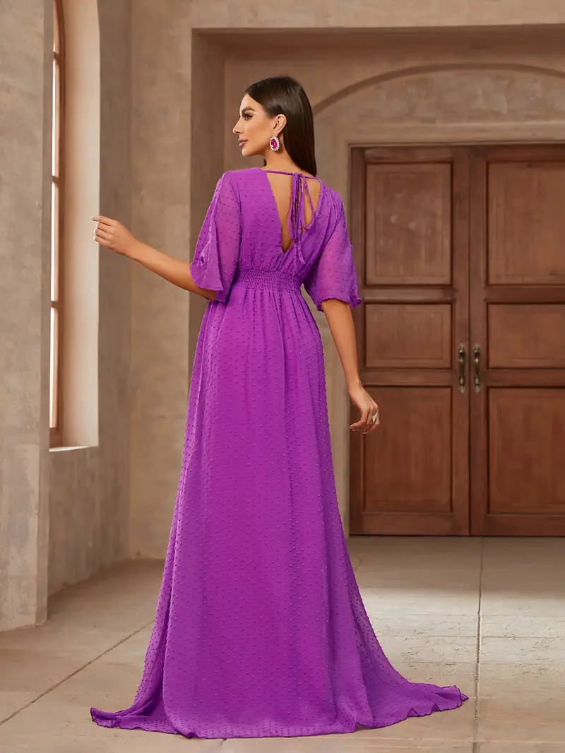 elegant cross neckline slit sleeve evening gown lavender - Temu Morocco elegant cross neckline slit sleeve evening gown lavender - Temu Morocco