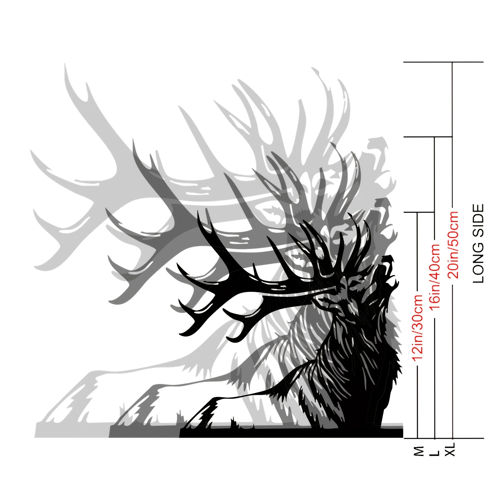 TEMU 1pc Metal Deer Wall Sculpture - Rustic Iron Frameless Stag & Antlers Art, Weather-resistant Indoor/outdoor Deer Statue For Porch, Living Room,