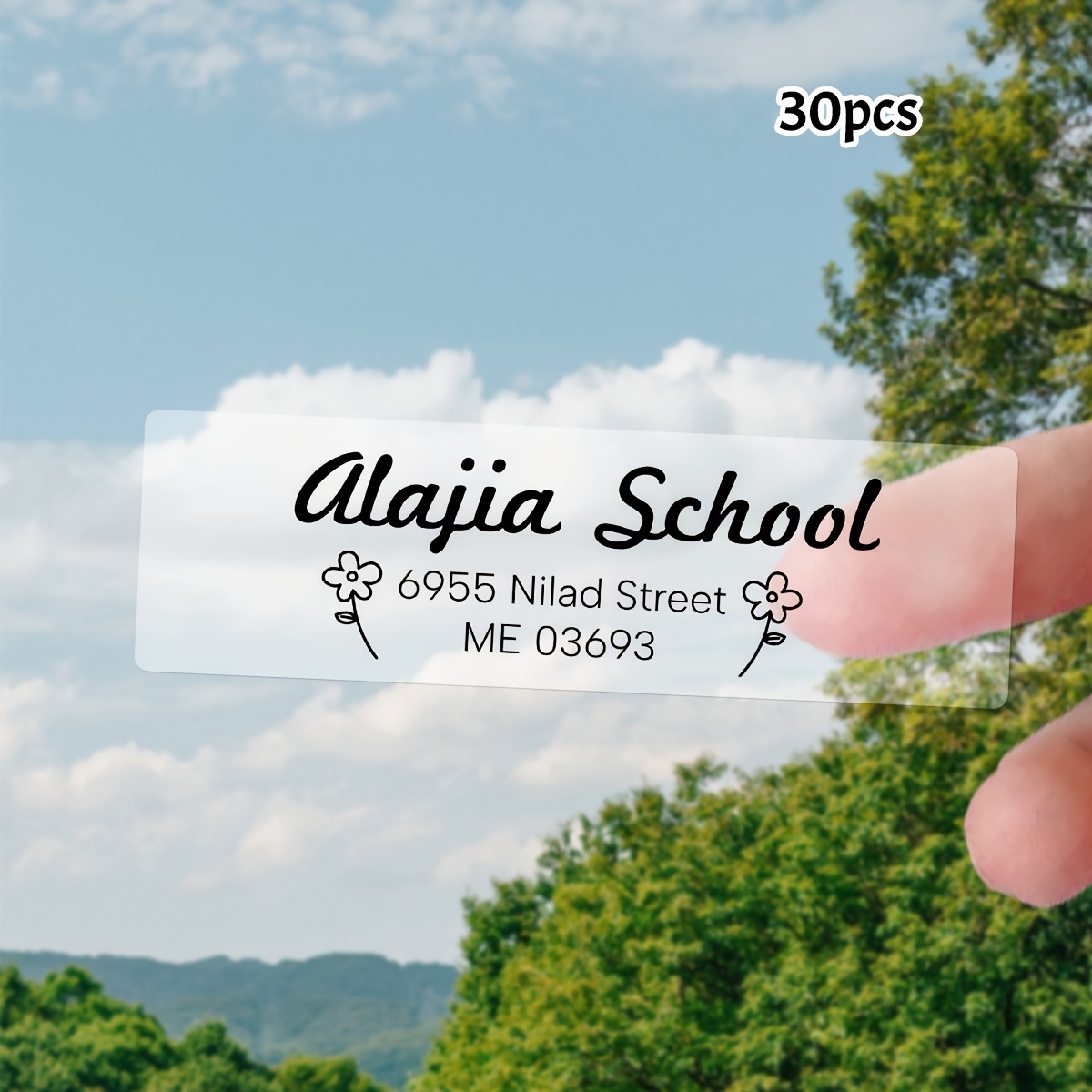 Custom Text Rectangular Transparent Address Stickers