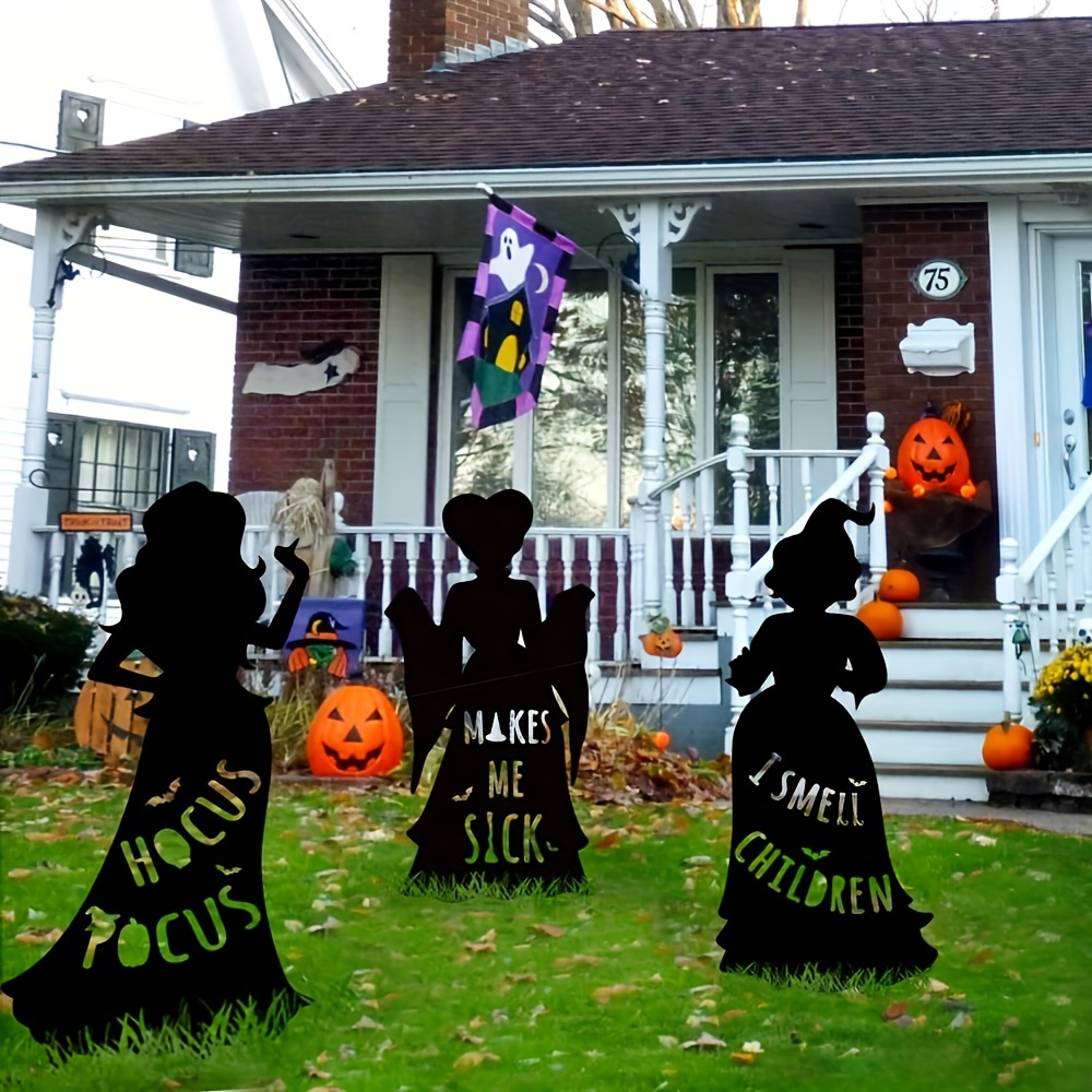 

1pc Metal Witch Silhouette Garden Stake - Halloween Outdoor Decor, Black Magic Witch Yard Sign With Stake For Lawn & Patio, Perfect Housewarming Gift