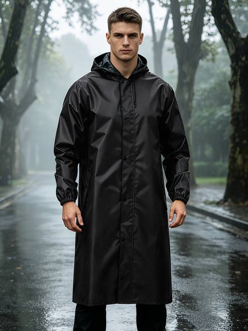 mens high quality length trench coat lightweight raincoat packable hooded softshell jacket