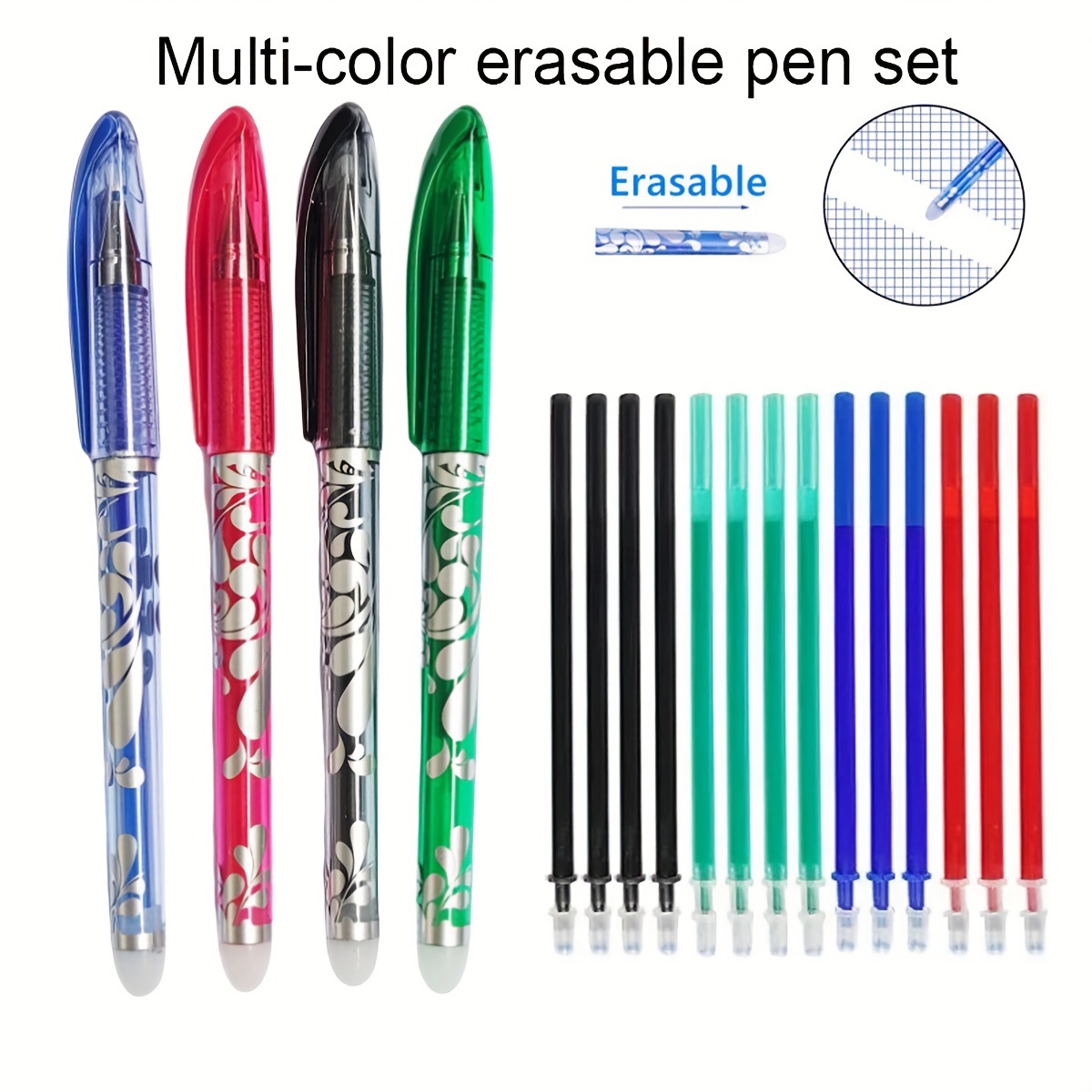 

23pcs Erasable Gel Pen Set, 0.5mm Fine Point, Smooth Writing, Plastic Oval Body With Click-off Cap For School And Office Use, Pens For Writing