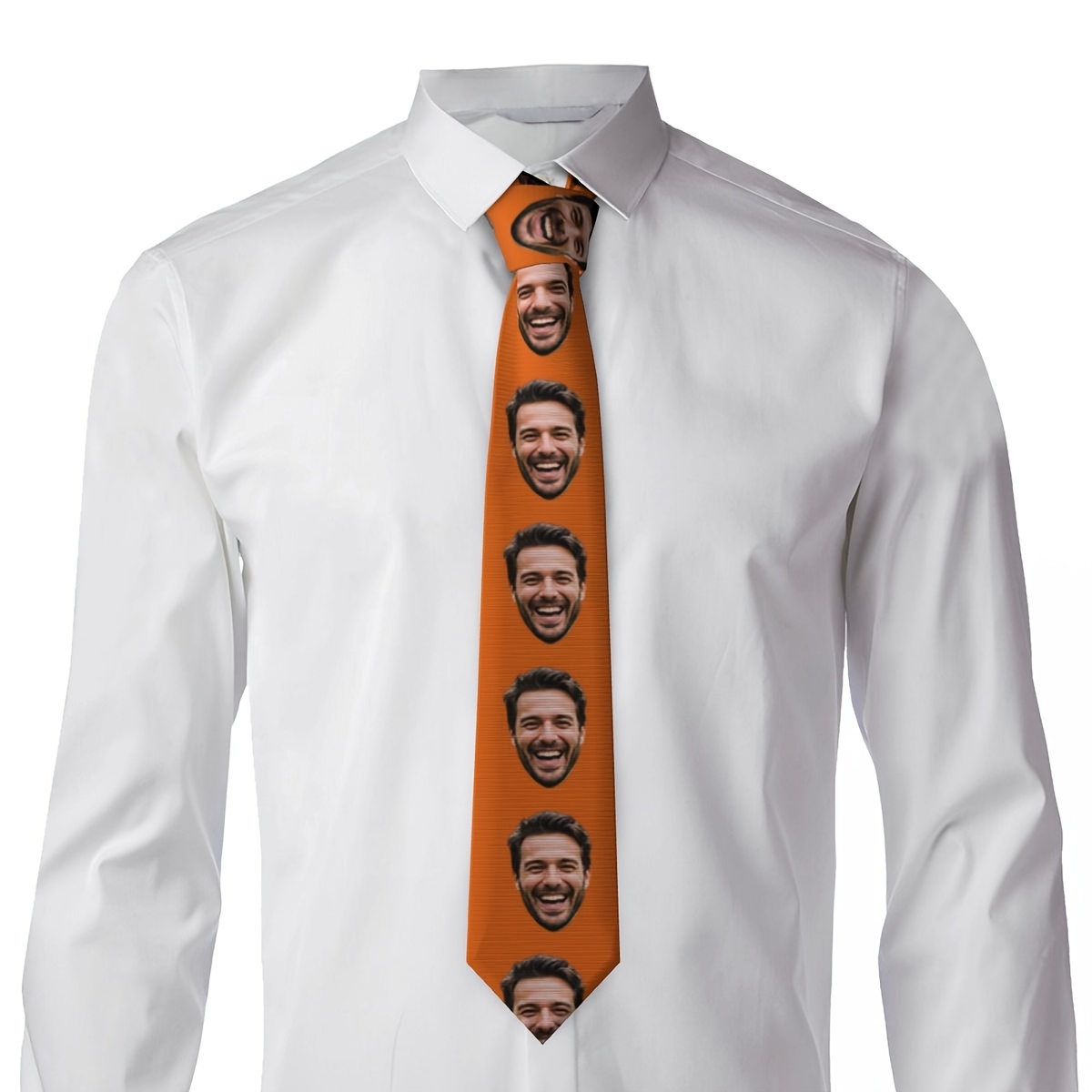 TEMU 1pc Custom Photo Portrait Random Tie, Suitable For Men And Women, Personalized Polyester Fabric Pattern Necktie, Unique Groomsman Gift, Woven