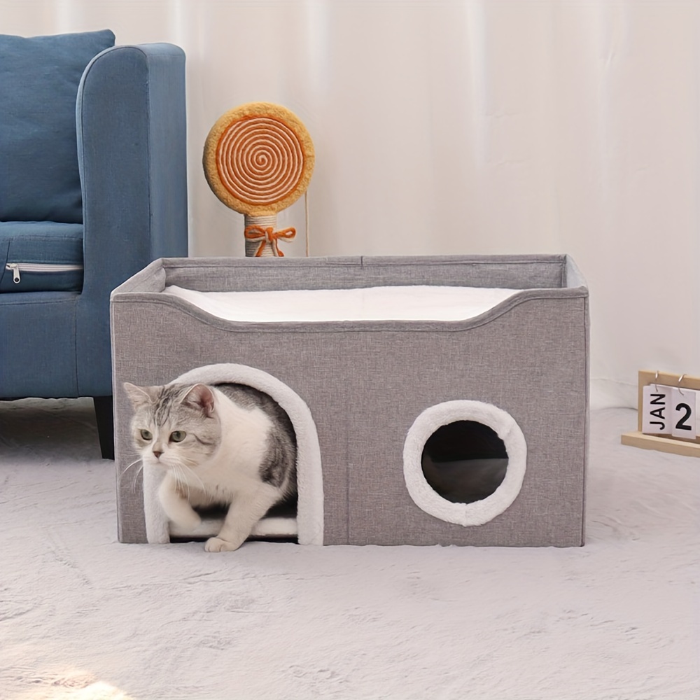 Loyareal Cat Houses For Indoor Cats - Large Cat Bed Cave For Cat House With Scra