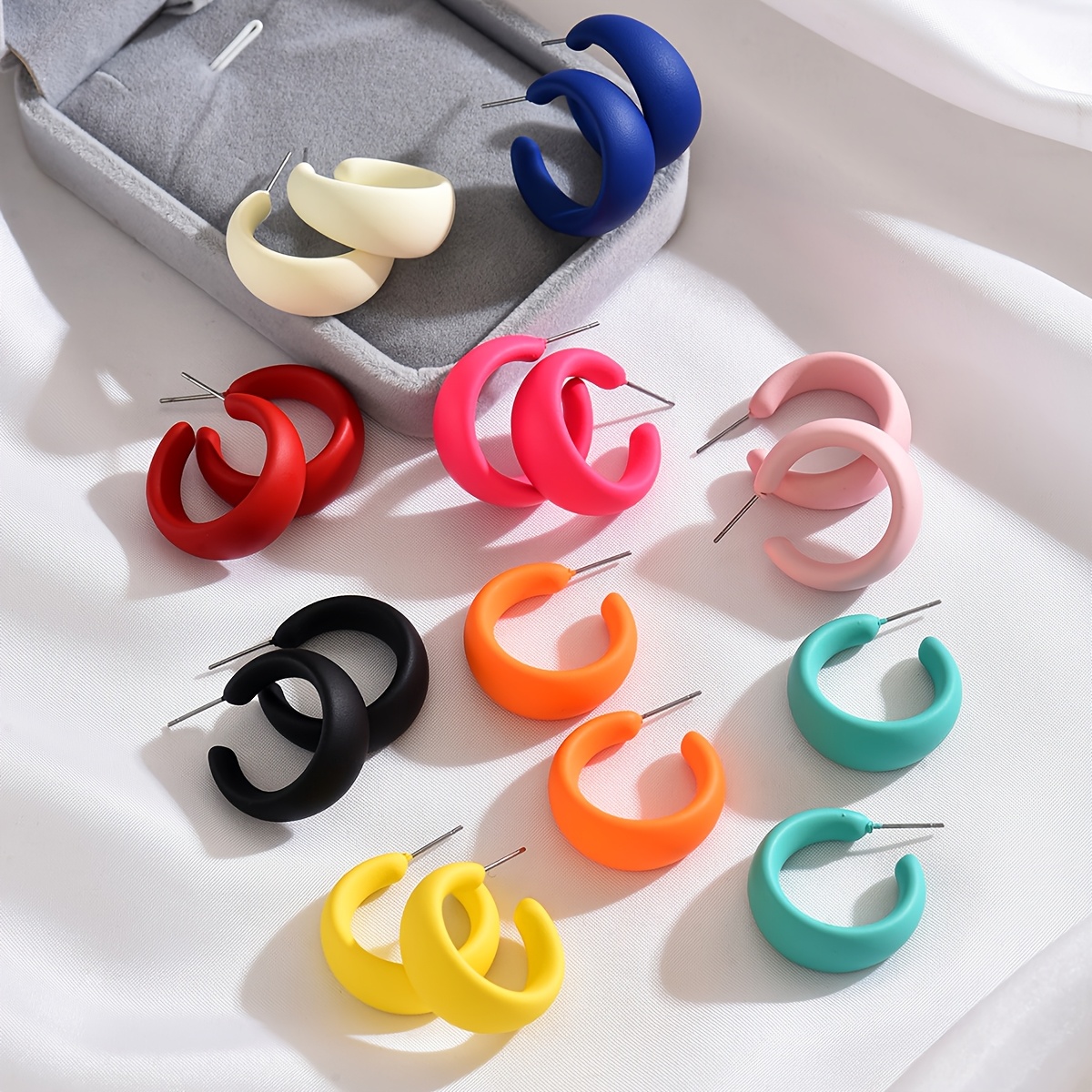 TEMU 18 piezas de resina Vacaciones en , Macaron Coloridos Aretes, Diseño de y de , Pendientes de aro de C, Uso diario popular para y mujeres