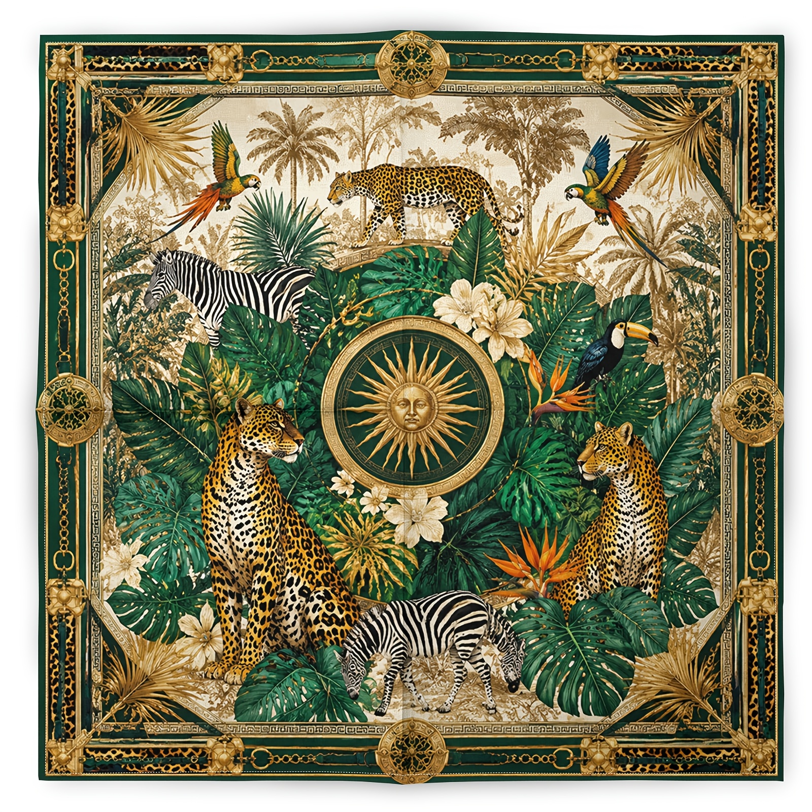 TEMU Foulard rétro à imprimé animalier jungle , cache-cou tendance hip-hop, mouchoir de sport carré, masque facial, accessoire de coiffure