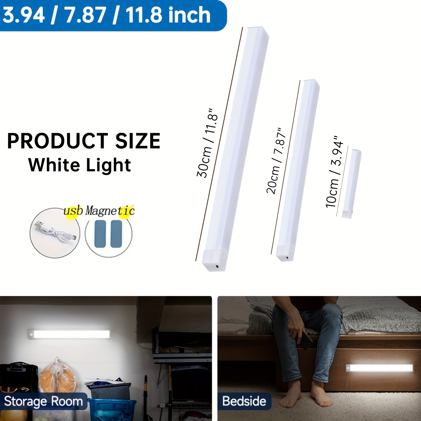 6-Pack LED Motion Sensor Lights, USB Rechargeable Under Cabinet Lights