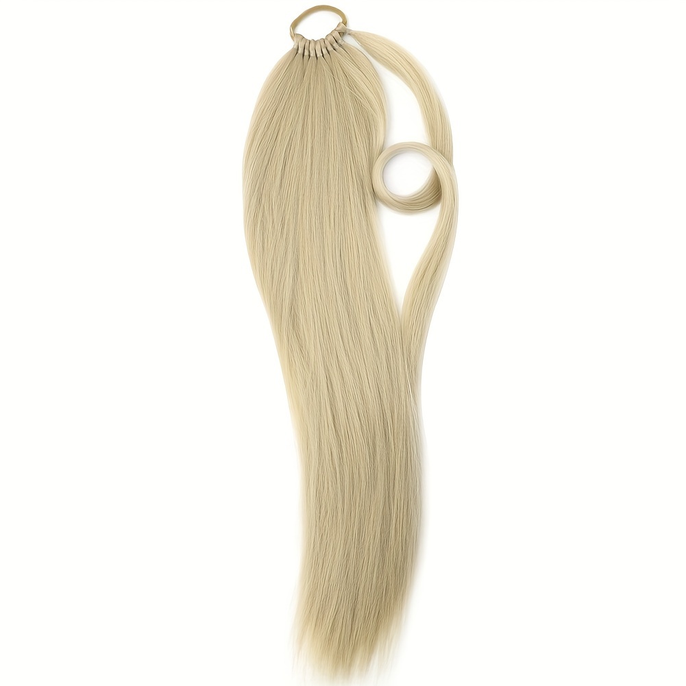 Image of 24-inch Synthetic Straight Ponytail Extensions With An Elastic Band, Perfect For Braiding For Women