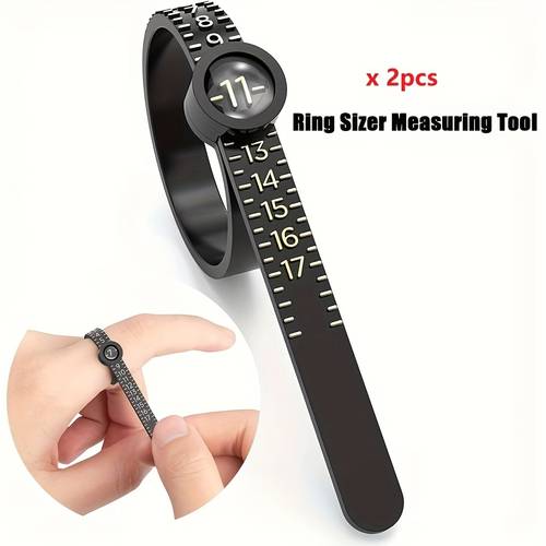 2pcs ring measuring tape black white plastic tool for accurate ring sizing ideal for use ring sizing tools diy sizing aid clear measurement durable plastic material