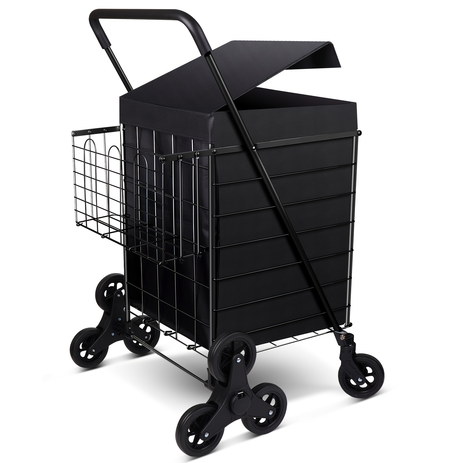 TEMU Folding Portable Rolling Cart | For Office Organization And Storage With Basket Lining And 360° Rotating Wheels | Foldable, Lightweight | Ideal