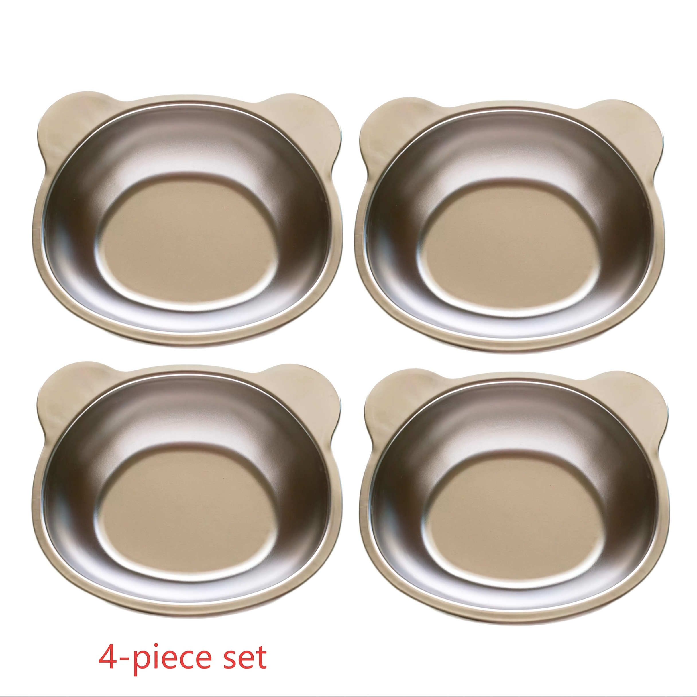 TEMU Set Of 4 Bear Ear Bowls, Snack Bowls, Made Of Sus304 Stainless Steel, 450ml Capacity, Double-handled Dessert Bowls Suitable For Pudding, Mousse,
