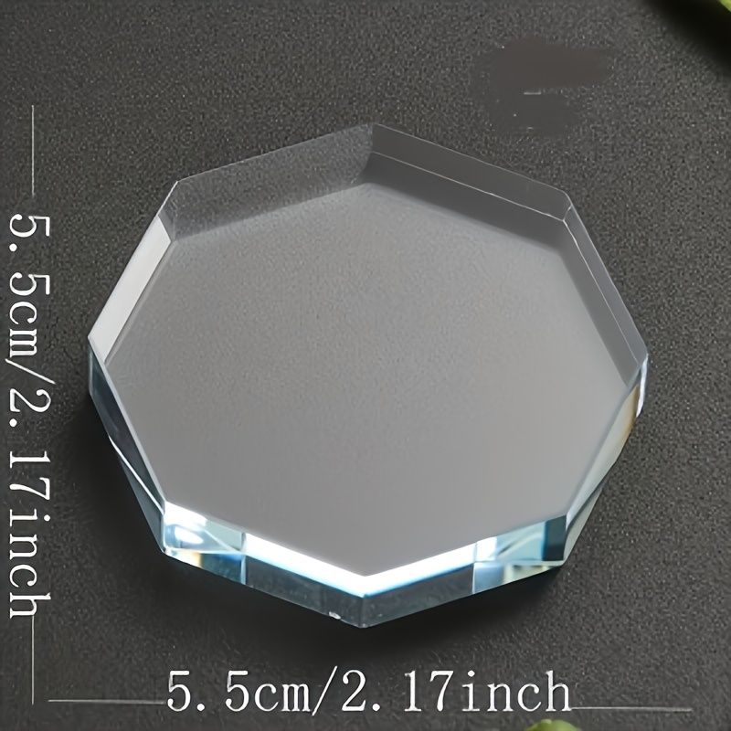 TEMU Octagonal Glass Plate Suitable For Lash Glue Holder & Nail Art Mixing Palette - Plate For Eyelash Extensions, Nail Technician, Makeup For Salon