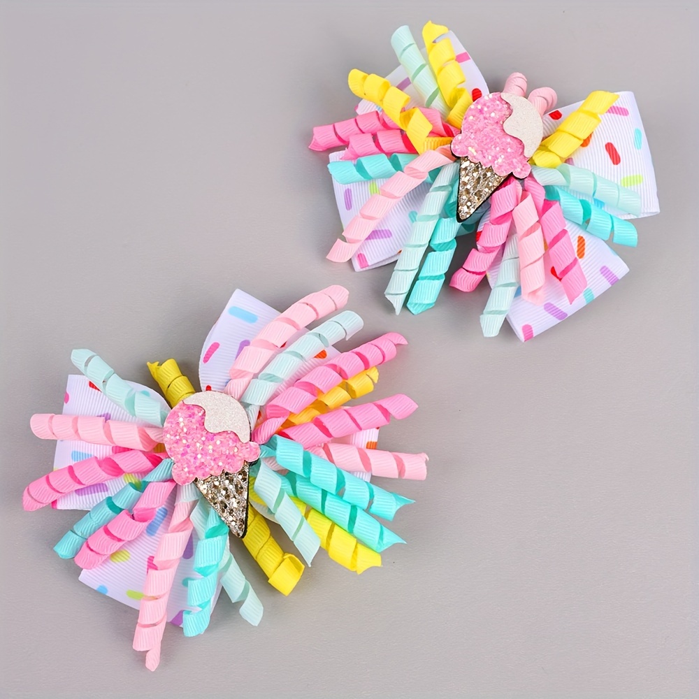 

Cute Ice Cream Bow Hair Clip For Girls, Polyester Glitter Cone Decor Hairpin, Crimp Ribbon Hair Accessory, Creative Gift For Over 15 - 1pc