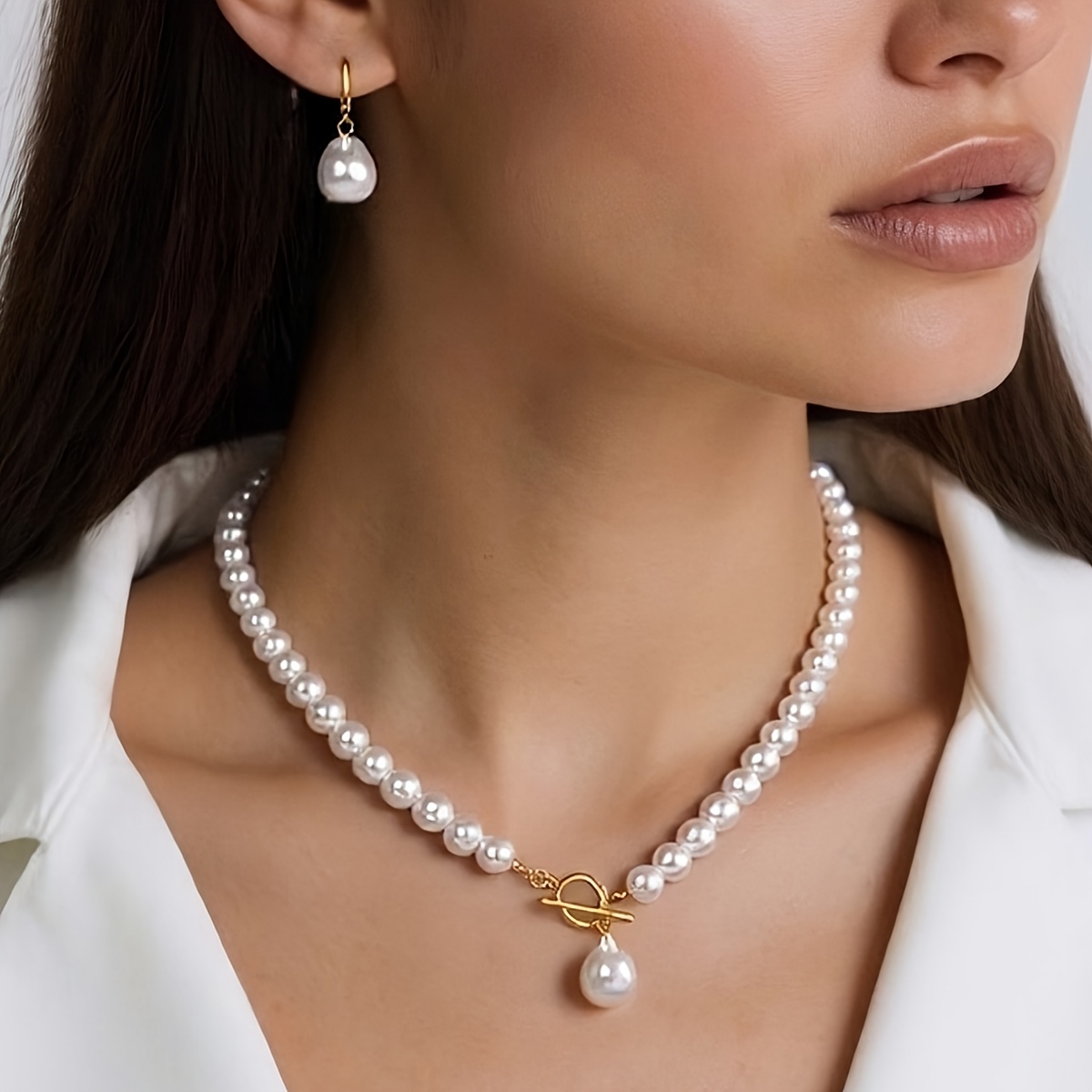 E-shop 2-teiliges Modisches Luxuriöses Künstliches Halskette und Ohrringe Set für Bankettfeier, Elegantes Schmuckset als Feiertagsgeschenk