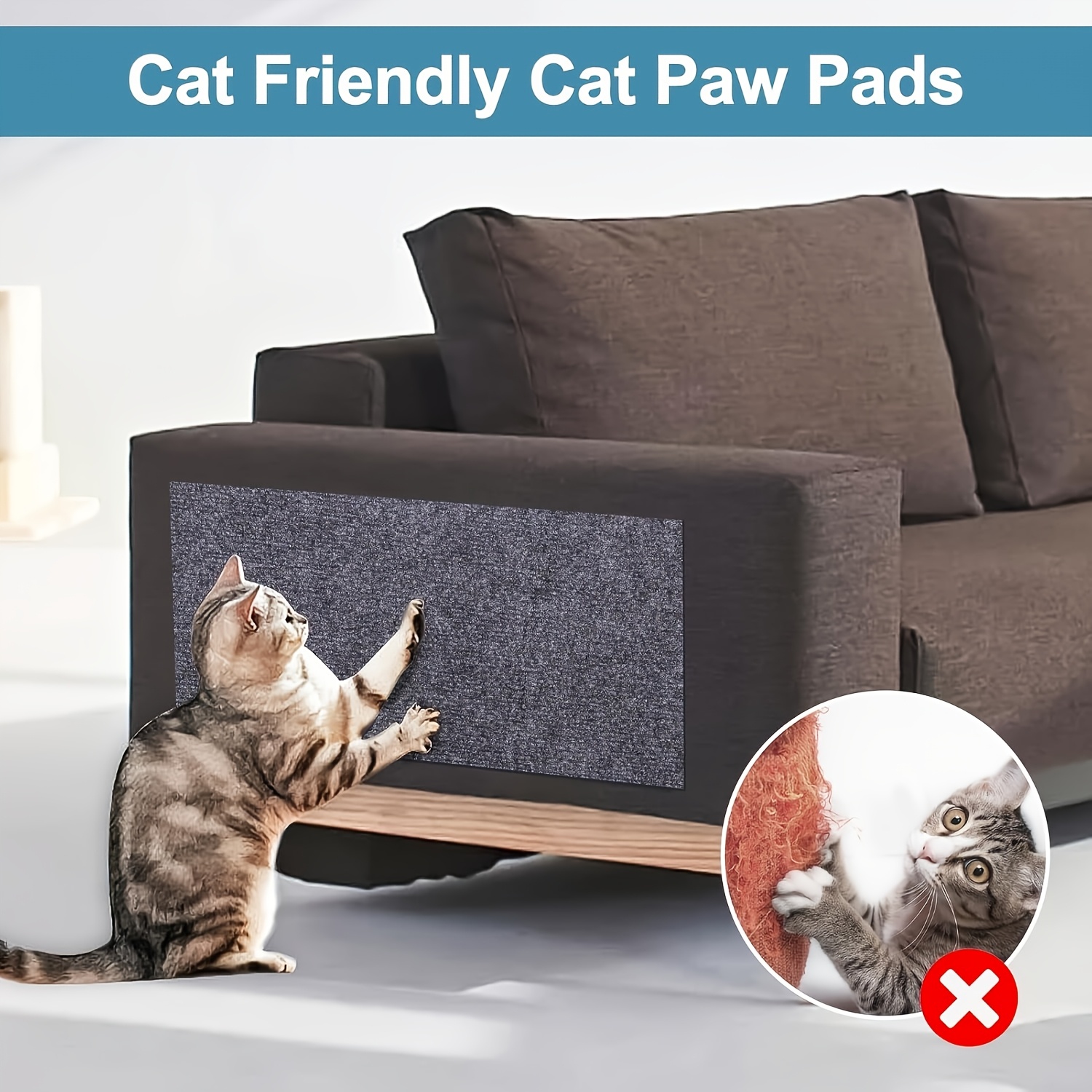 cm Cat Furniture Protector Cover Self-* Anti-Scratch Pad for  Sofas Chairs, Durable Fabric with Colors (Gray, Beige, Black)