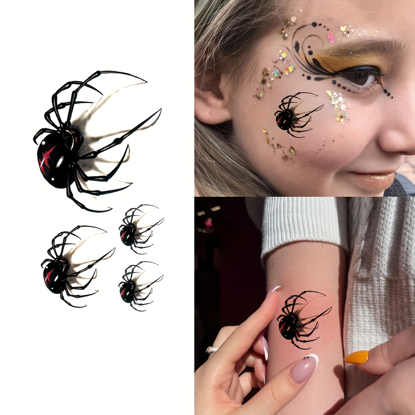 10 Blätter Halloween Tattoos Mit Spinnen & Spinnennetzen – Temporäre Tattoos Für Gesicht & Körper, Wasserfest & Leicht Entfernbar