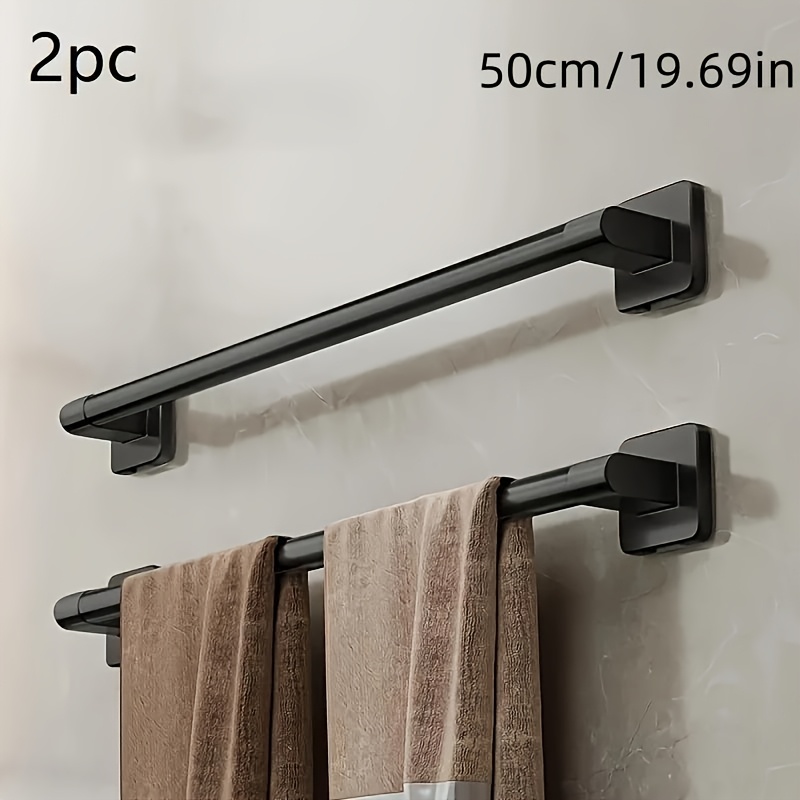 E-shop 2er-Set Moderner Handtuchhalter für das Badezimmer, bohrfreies wandmontiertes Ablagefach, schwarzer Handtuchhalter mit einzelner Stange, hohe