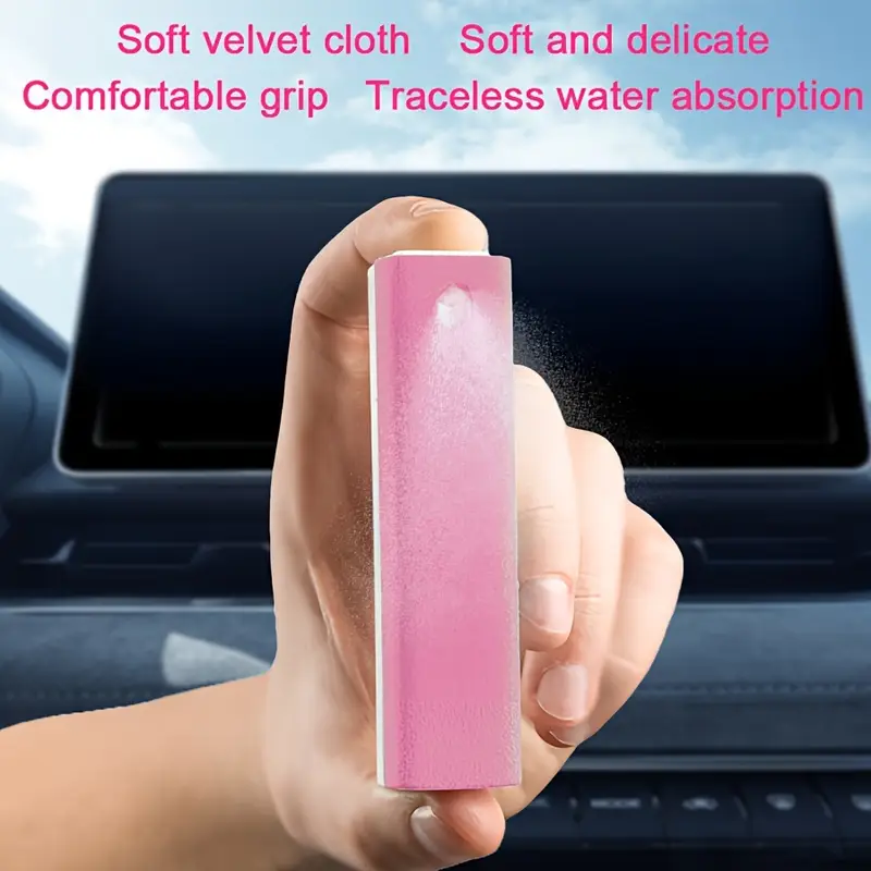15ml portable car screen cleaner spray wipe combo no refills needed self fiber cloth for glass touchscreens dashboard interior cleaning hygienic car care sturdy handle car cleaning accessories details 3