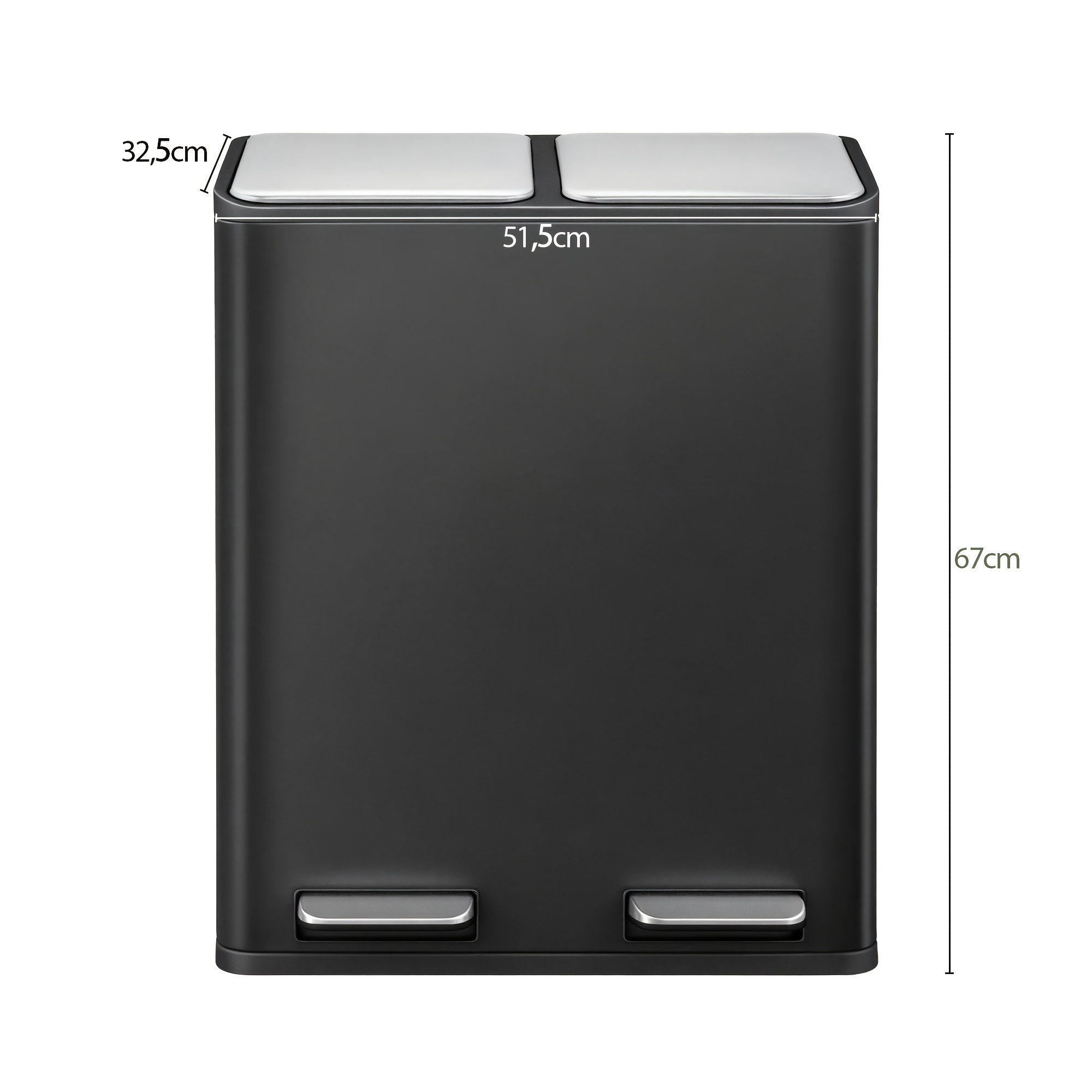 Image of Modern Pedal Trash Can, Silent And Slow-moving Lid, Stainless Steel 60-liter Capacity (two 30-liter Bins), 15 Trash Bags, Suitable For Kitchen And Living Room.