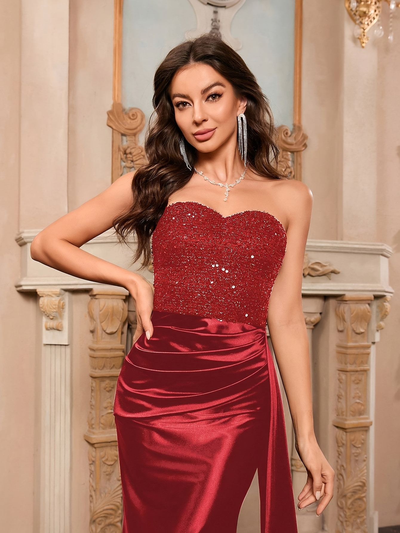 formal dresses no slits Tiered Ruffle Tulle Prom Dresses FD2993B no slit version – Viniodress main image 0