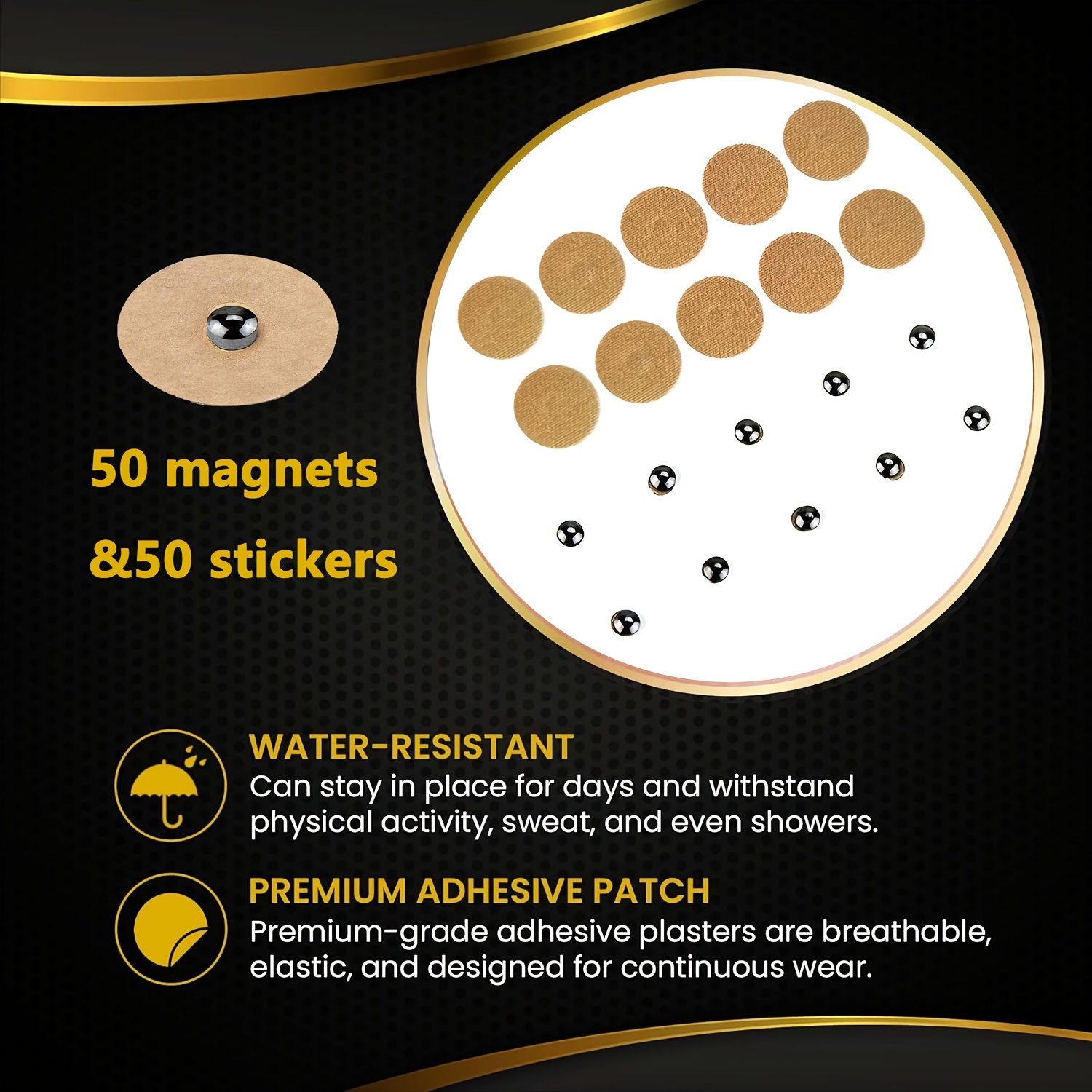 Image of 50/100/200pcs Magnetic Acupressure Stickers, Ultra-strong Magnets, Magnetic Care Stickers