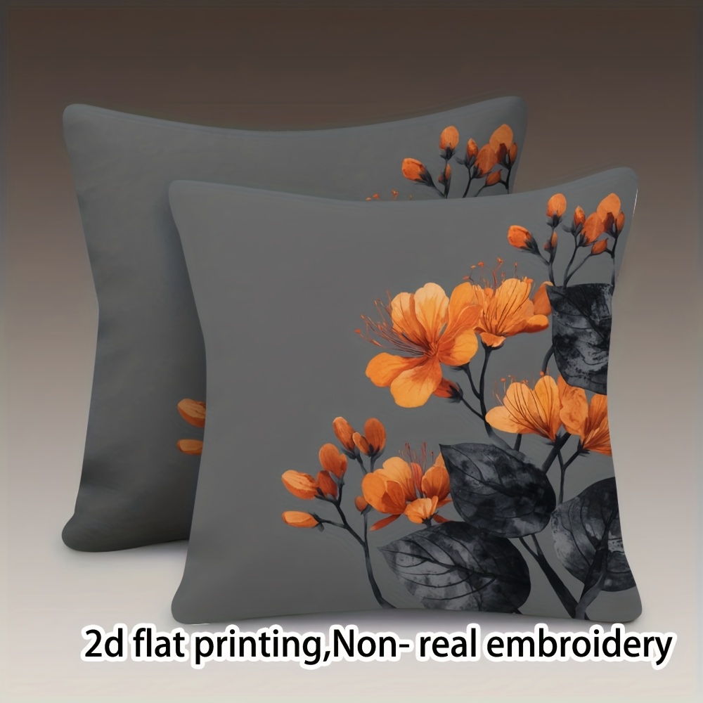TEMU 2pcs 18x18 Inch 2d Flat & Throw Pillow Covers, Soft Cushion Cases For Room Bedroom Sofa, Hidden Zipper Machine Washable, No Pillow Insert, 2d