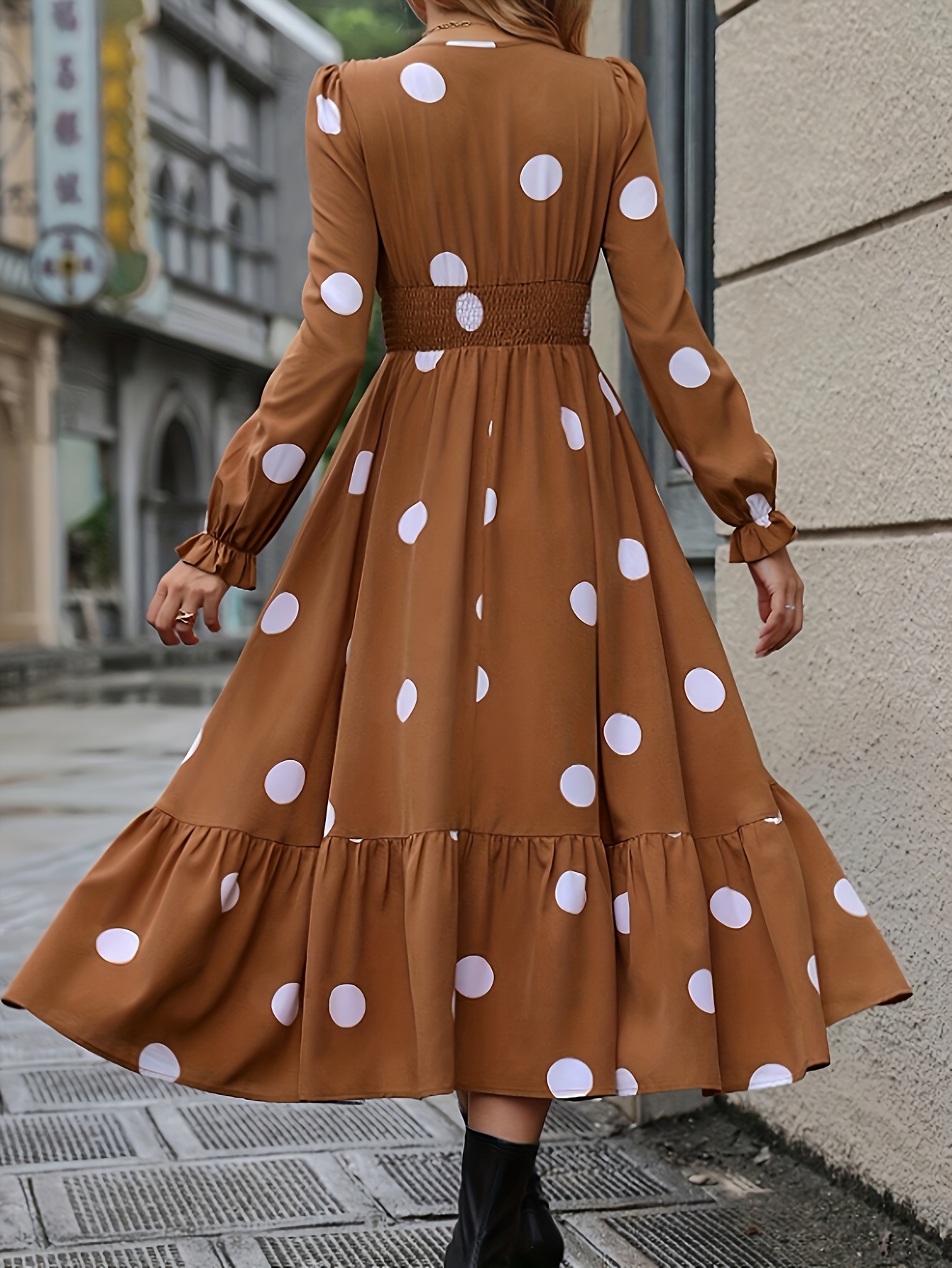 princess polly baby blue dress Brown with white polka dots dress Rivoltina main image 0
