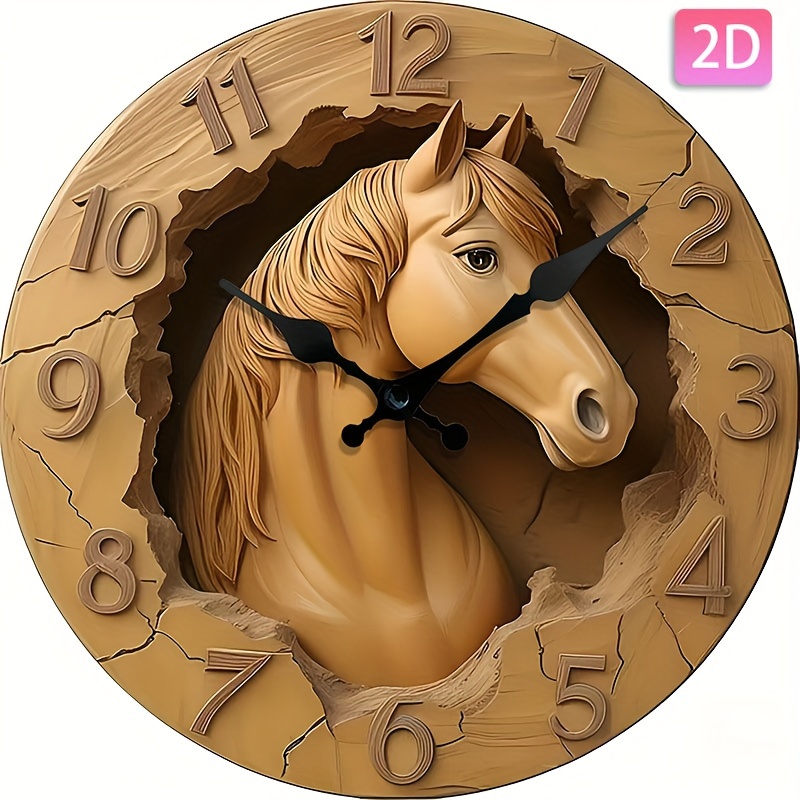 

Wood Carved Silent Wall Clock, Round Digital Display, Battery Powered With Aa Battery (not Included), Flat Crown, Ideal For Living Room, Bedroom, , Home, And Office Decor, Creative Fashionable Gift