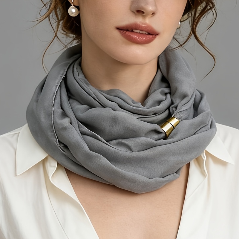 TEMU Women's Thermal Neck Gaiter Scarf - Soft Windproof Collar Suitable For Commuting, , Elegant Non-elastic Neck Protector, Solid Colors, Versatile