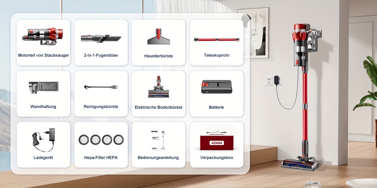  akku staubsauger 60000pa 50min cordless vacuum cleaner with smart display and charging station lightweight anti   vacuum cleaner   cordless vacuum cleaner for hard floors carpets pet hair details 7