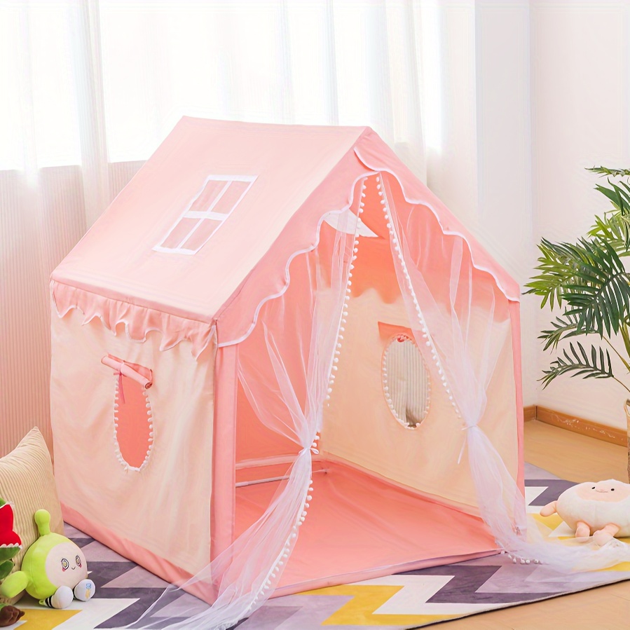 

Indoor Play Tent Castle, Pop-up Playhouse With Lace Curtain, Portable Toy Tent For Boys & Girls, Pink/blue, Breathable & Foldable, Perfect For Home, Nursery, And Gift Christmas Gift