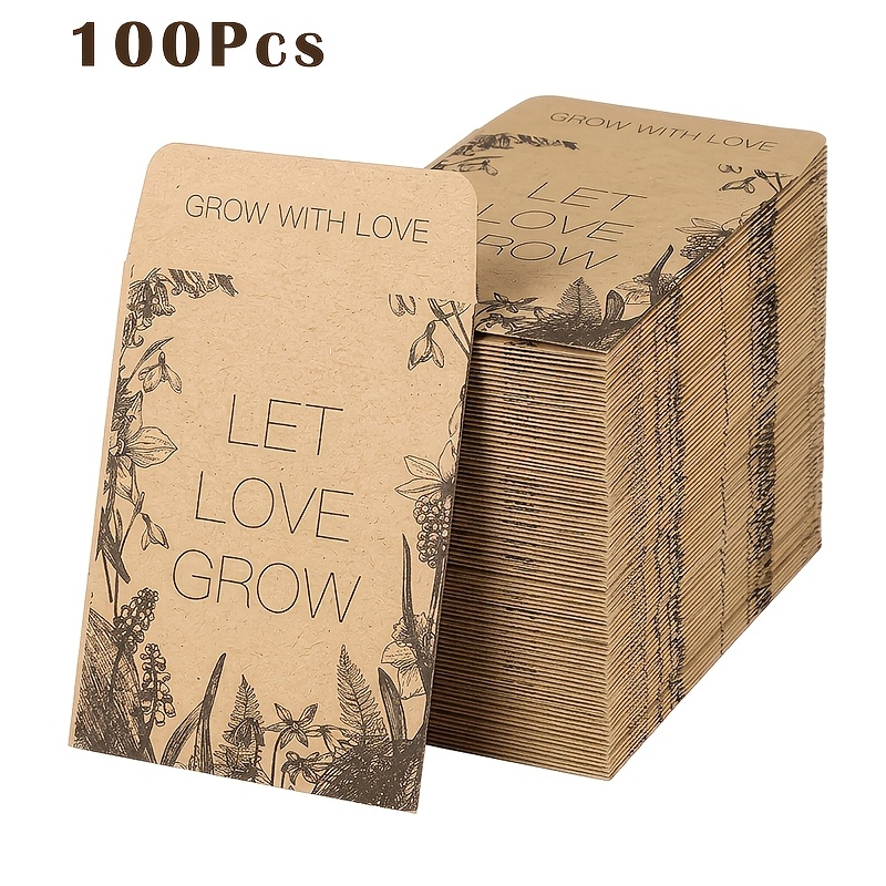 TEMU Enveloppes à graines 100 pièces 3,15×2,36 po, petits sachets autocollants en papier pour organiser le stockage des graines de fleurs et de