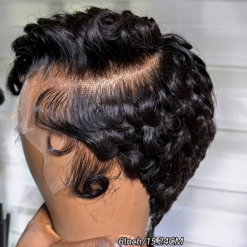 TEMU Short Curly Cut Wig Human Hair For Women Short Human Hair Cut 13x4 Transparent Lace Front Human Hair Wigs Short Wigs Natural Curly