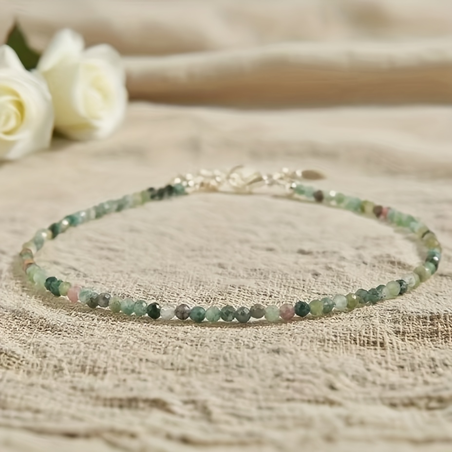 TEMU Sleek And Easy 2mm Natural Stone Bracelet – Jewelry For Autumn And Winter Tones, A Stylish Accessory Ideal For Everyday Use And A Wonderful Gift