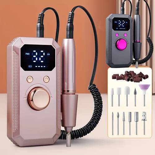 photo de l'article ensemble de lime à ongles électrique rechargeable par usb - 32 réglables, polisseuse à ongles portable avec outils de soin des pieds, inclut une lime à ongles et un grattoir à cuticules, convient pour les salons de manucure à domicile, outils de de pédicure