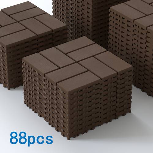 88pcs waterproof interlocking deck tiles durable plastic patio tiles for poolside balcony garage in installation brown gray 12 inches x 12 inches textured surface for grip modern outdoor decor