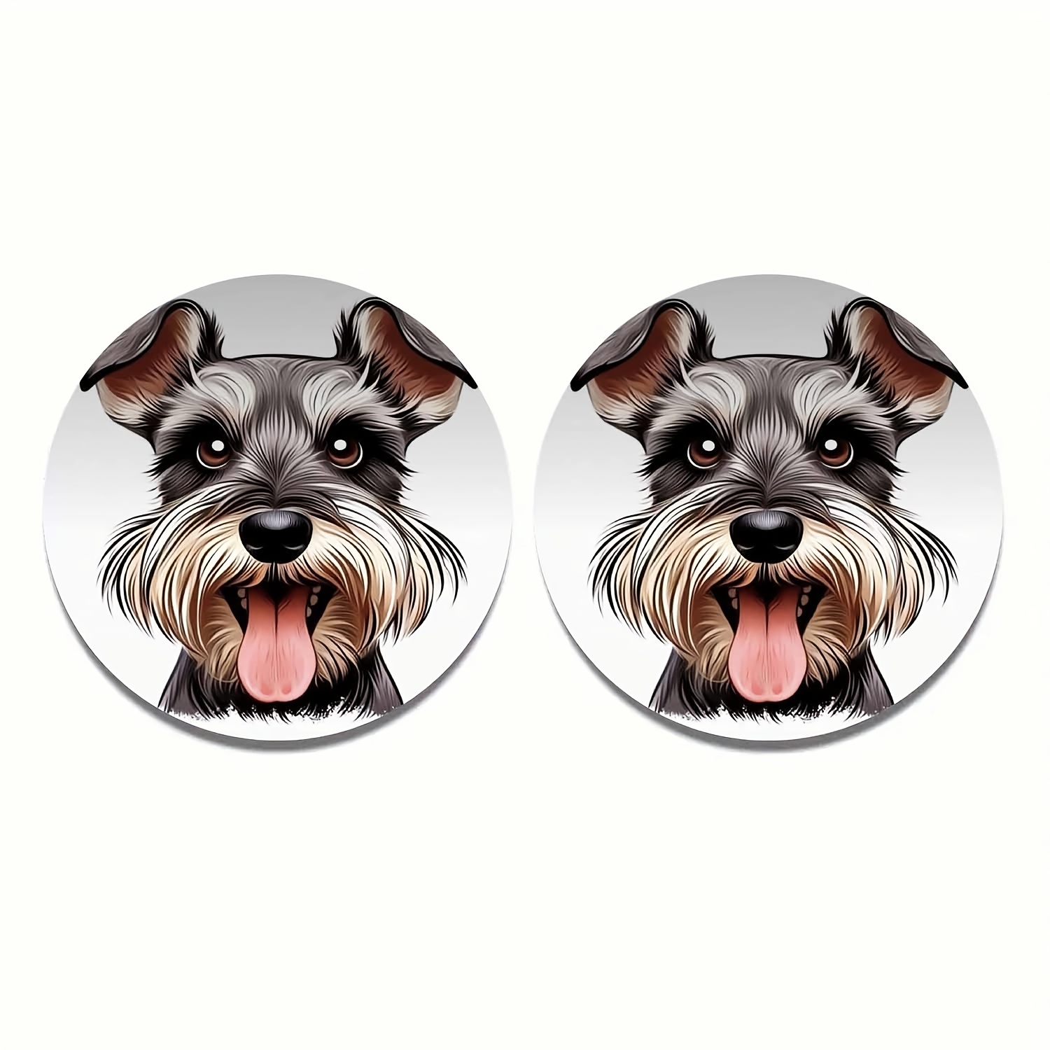 TEMU Set Of Schnauzer Pattern Car Coasters, Easy To Clean, Women' Interior Decor, Gift For , Home Dining Table Coasters, Absorbent And Non-slip Car