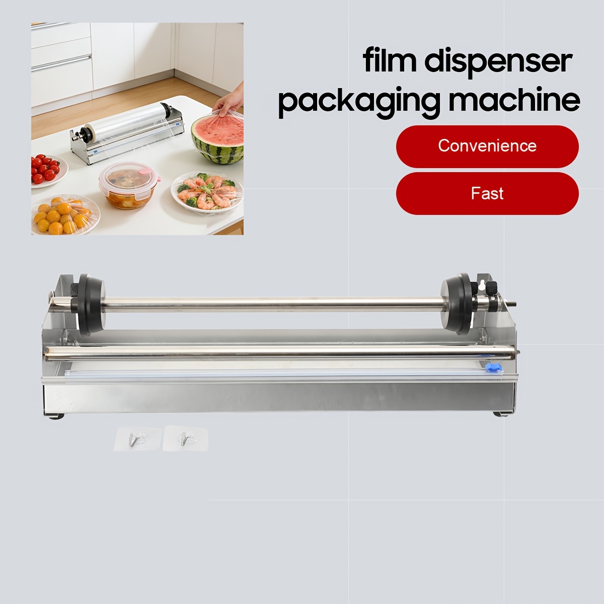 Image of Table Stretch Film Dispenser, Wall Mount Stretch Film Packing Machine, Manual Cling Wrap Roll Dispenser With Cutter For Packaging, Moving And Shipping