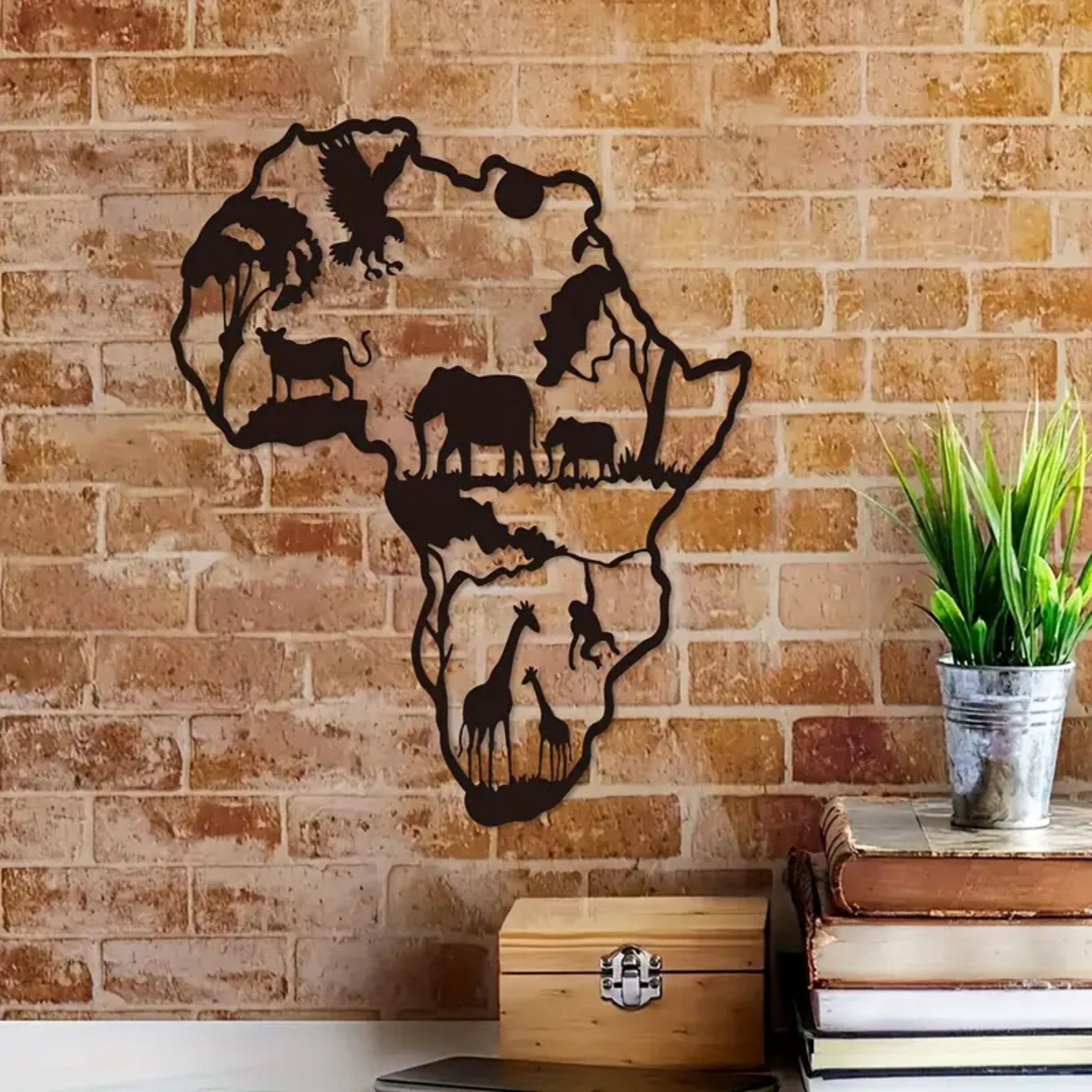 

Artistic African Animal Map Metal Wall Art: Decorative Art Deco Home And Garden Decor, Metal Crafts