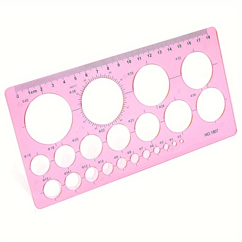 

Template For Drawing, Pink Ruler Quilling Tool, Round Hole Ruler Tool, Round Plastic Geometric Stencil Rulers Drawing Set For Studying, , Office