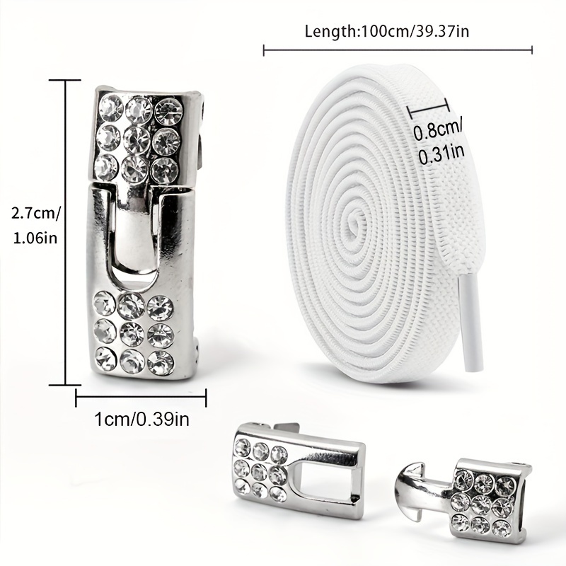 1pair Fashion Elastic Flat Shoelaces With Metal Buckles, No Need To Tie Shoelace, Suitable For Board Shoes, Sports Shoes