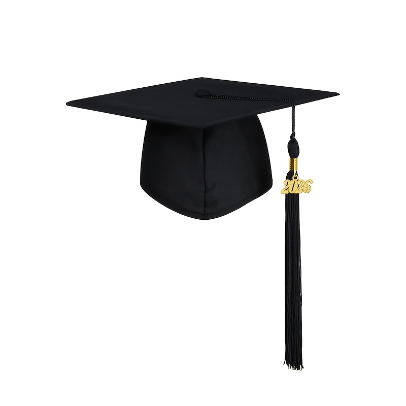 Image of 1pc Unisex Adult Matte Graduation Cap With 2026 Tassel For High School & Bachelor