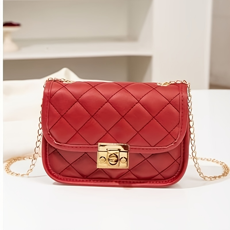 TEMU New Fashionable Casual Trendy Women's Rhombusb Lock Cover Shoulder Bag, Simple Commuter Versatile Women's Bag For Vacation And Travel