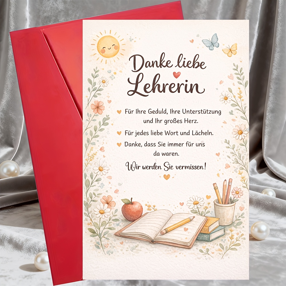Image of 1 Greeting Card And 1 Envelope Thank You Teacher Card Floral Appreciation Gift For Female Educator From Colleagues Or Parents Perfect For Farewell Graduation Teacher Appreciation Day