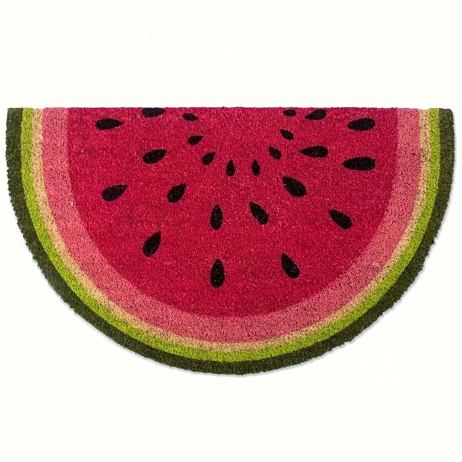 

Summer Watermelon Slice Welcome Mat - 30"x18" Indoor/outdoor Polyester Door Rug, Easy Hand-wash