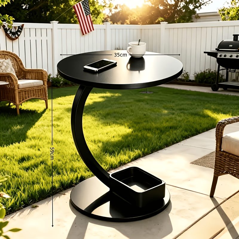 TEMU 2-tier Patio Side Table, Heavy-duty Rust-resistant Metal Round End Table, Weather-resistant Outdoor Accent Table With Sturdy Base, Easy To