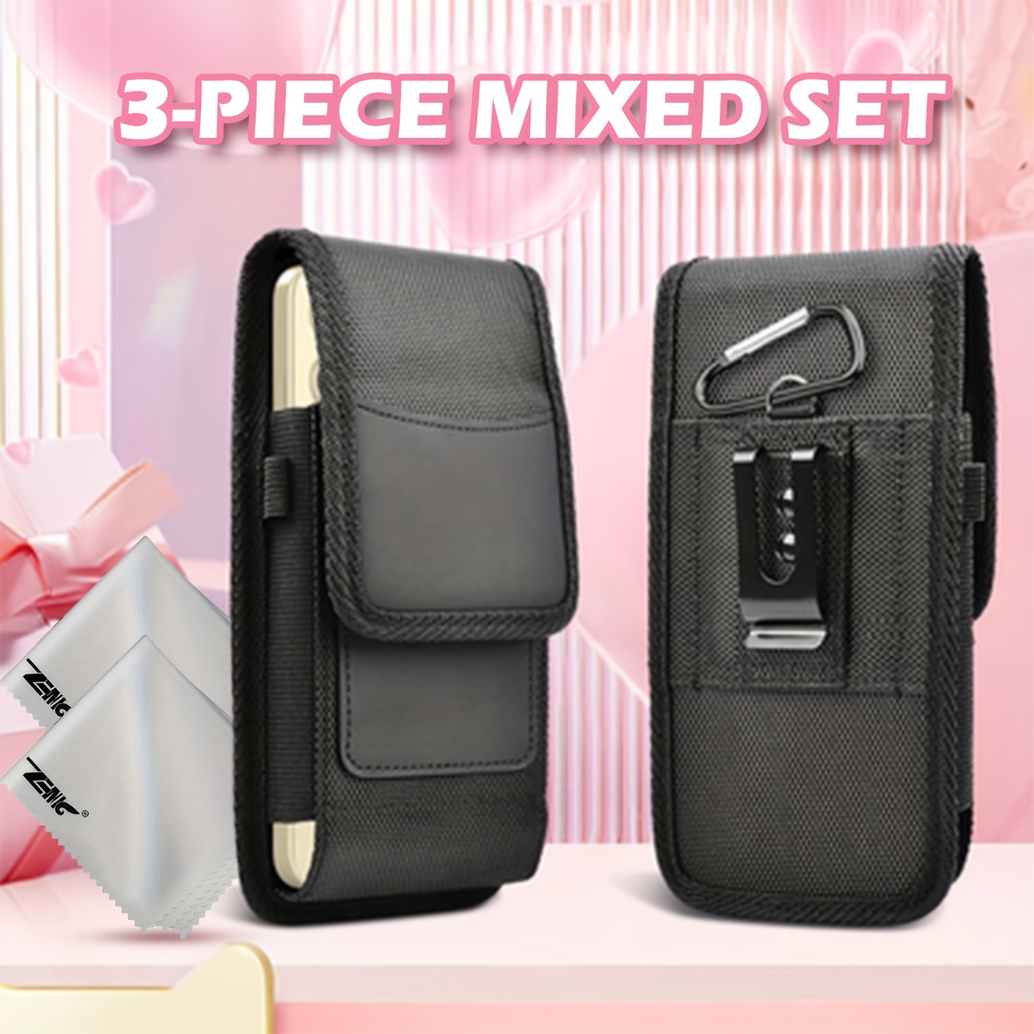 TEMU Universal Vertical Cell Phone Belt Clip Pouch Holster With Card Slot For 55  69 Inch Cell Phones  Cell Phone Accessories With Belt Clip And