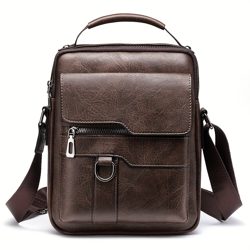 TEMU 1pc Men's Leather Business Handbag, Casual Vertical Small Backpack